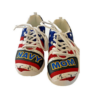 Navy Mom Custom Low Top Tennis Mesh Shoes Patriotic Sneaker US Women's 8 EU 39